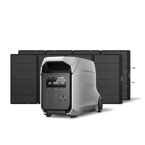 EF ECOFLOW DELTA 3 Ultra Plus Portable Power Station with 2X400W Solar Panel, 3072Wh LiFePO4 Battery, 3600W (7200W Surge) Output, Expandable to 11kWh, Reliable Home Battery Backup & Camping - style: DELTA 3 Ultra Plus+2*400W Solar Panel