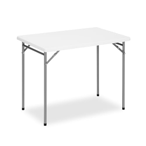 3ft Rectangular Folding Table for All-Occasion, Foldable Table with HDPE Tabletop and Steel Legs, Durable and Stable Small Folding Table, Perfect for Camping, Picnic, Party, Indoor & Outdoor - color: White, size: 3ft