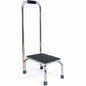 BodyMed Heavy-Duty Foot Step Stool with Handle and Non-Slip Rubber Platform for Seniors & Adults – Holds up to 300lbs, 9 ½ in. Step Up, 18”L x 11.5”W x 34”H - color: Chrome With Handle