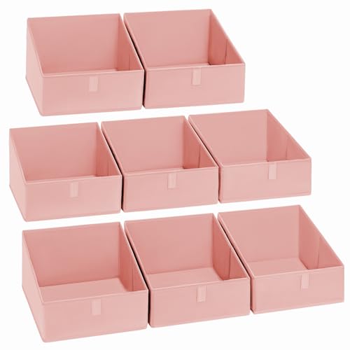 DIMJ Closet Storage Bins 8 Pack - Fabric Trapezoid Closet Organizer Bin, Foldable Storage Baskets for Shelves, Closet Shelf Organizer, Clothing Storage Box for Toys, Books, Towel, Clothes, Pink - color: Pink, size: 8 Bins 11.4"x11.4"x7.8"