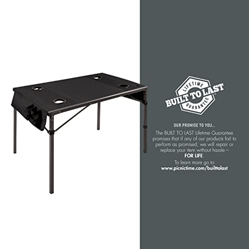 PICNIC TIME NCAA Syracuse Orange Travel Table Portable Folding Table, Camping Table, Outdoor Table with Carry Bag, (Black)