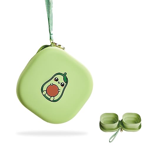 Travel Twin Pet Bowls for Cats or Dogs, Collapsible Silicone Bowls for Food and Water Feeding, Foldable Zip Up Oxford Cloth Carry Case with Carabiner Clip, Portable Hiking Cat Bowl