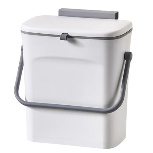 LALASTAR Small Trash Can with Lid, Kitchen Compost Bin for Countertop or Under Sink, Plastic Hanging Waste Basket for RV/Office/Bedroom/Dorm, Mountable, 9L/2.4 Gal, White - color: White, size: 9L-Slide