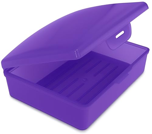 American Comb: Soap Box - Made in The USA - Travel Soapbox with Hinged Lid and Secure Latch Durable Storage Container - Purple - color: Purple