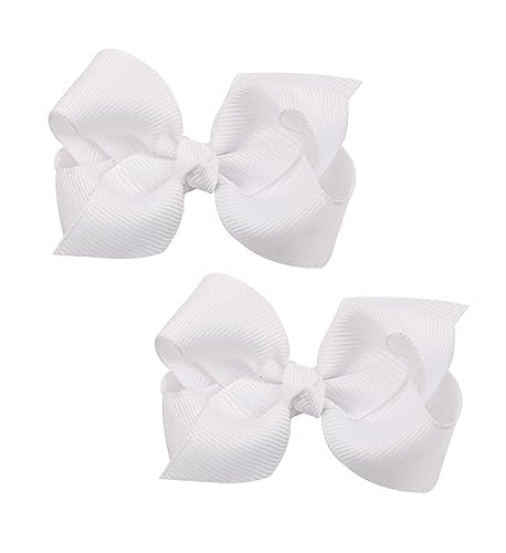Baby Girl's 2Pcs Cute 3 Inch Pure Color Bow-knot Hair Clip for Photography Travel Daily Life (White) - color: White