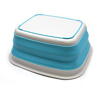 SAMMART 9.45L (2.5 Gallon) Collapsible Tub - Foldable Dish Tub - Portable Washing Basin - Space Saving Plastic Washtub (Bright Blue, M) - color: Bright Blue, size: Medium