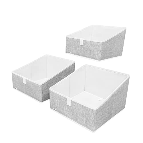 3 Packs Closet Storage Bins - Trapezoid Large Storage Box - Foldable Fabric Baskets for Organizing Clothes - Baby Toiletry, Toys, Towel, DVD, Book (1# Grey, 11.6 x 11.6 x 7.9 inches) - color: 1# Grey, size: 11.6 x 11.6 x 7.9 inches