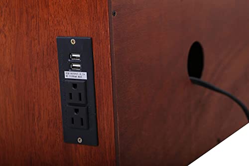 Daily Delight Murphy Cabinet Chest Bed with Charging Station & 6" Memory Foam Mattress, Queen (Cherry) - color: Cherry