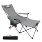 Northroad Foldable Camping Chair w/Foot Rest, Outdoor 6 Legged Beach Chair w/Footrest, Adjustable 90°- 135° Reclining Lounge Chair w/Detachable Pillow, Cup Holder & Carry Bag