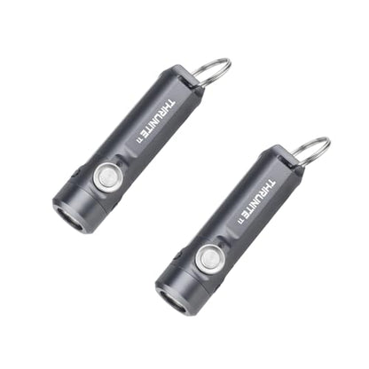 ThruNite Ti USB-C Rechargeable Keychain Flashlight, 650 Lumens(2PCS) | 5 Brightness Modes, IPX-6 Waterproof, 6061-T6 Aluminum, 26.5g Pocket Mini Light for EDC Camping & Everyday Carry - color: Grey (2PCS)