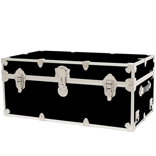 Rhino Trunk & Case Classic Large Trunk - 32"x18"x14", 1500+ lbs Capacity - Many Colors, Soft-Close Lid. Strong, USA Made Summer Camp Footlocker and Secure College Dorm Storage Chest - color: Black, size: 32" Without Wheels
