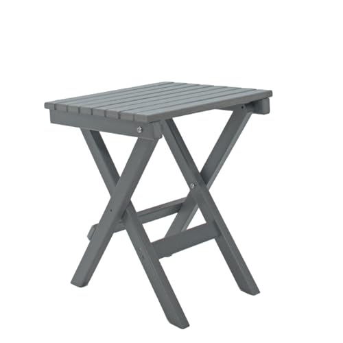 Outdoor Side Table Patio HDPE Small Outside Plastic Folding End Tables for Porch, Patio, Adirondack, Pool, Indoor, Deck, Balcony, Coffee, Grey - color: Grey