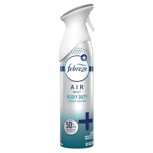 Febreze Air Mist, Air Freshener Spray, Odor Fighting Room Spray, Deodorizer for Home Bathroom Kitchen Office Apartment Dorm Room Classroom, Heavy Duty Crisp Clean Scent, 8.1oz, (Pack of 6) - style: HD Crisp Clean