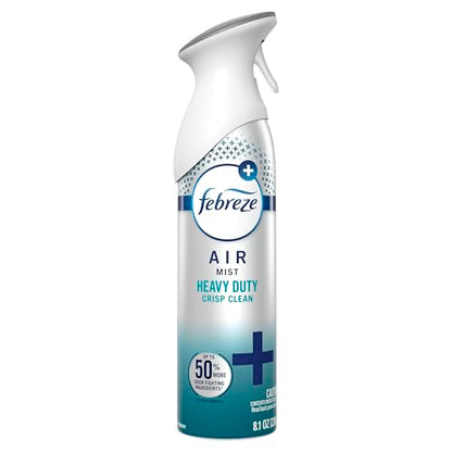 Febreze Air Mist, Air Freshener Spray, Odor Fighting Room Spray, Deodorizer for Home Bathroom Kitchen Office Apartment Dorm Room Classroom, Heavy Duty Crisp Clean Scent, 8.1oz, (Pack of 6) - style: HD Crisp Clean