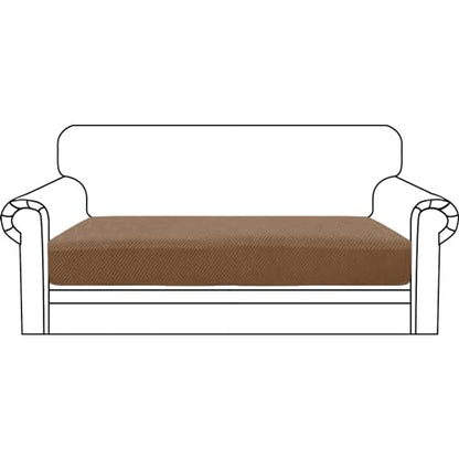ZNSAYOTX Stretch Cushion Covers Sofa Loveseat Cushion Couch Seat Covers Slipcovers Soft Replacement Unique Pattern Furniture Protector with Elastic Bottom (Light Coffee, 1 Pc 2-Seat Cushion Cover) - color: Light Coffee, size: 1 Cushion Loveseat