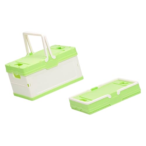 Portable Folding Storage Box for Camping Gear and Home Organization Easy to Carry Household Organization Case - color: Green