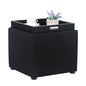 Adeco Square Storage Ottoman with Reversible Tray Top, 17-inch Linen Cube Footrest & Coffee Table for Living Room, Bedroom & Small Spaces, Black - color: Black With Tray