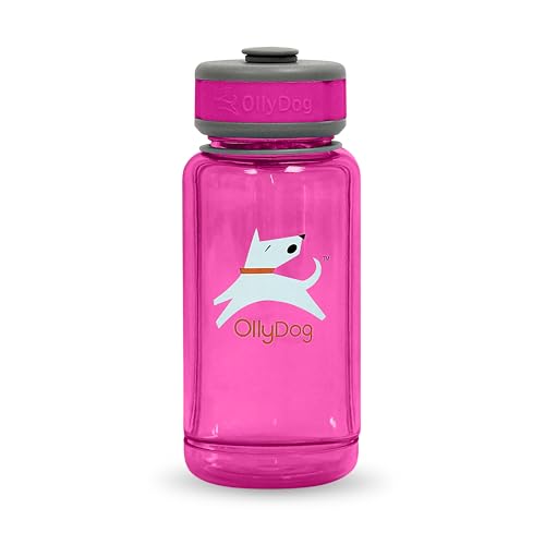 OllyDog OllyBottle Tritan Water Bottle with Detachable Dog Bowl | BPA Free Leakproof | 20oz | Share Water with Your Dog | Hiking Travel Camping (600ML, Hot Pink) - color: Hot Pink, size: 600ML