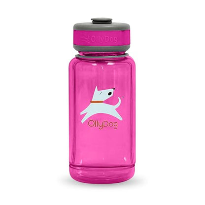 OllyDog OllyBottle Tritan Water Bottle with Detachable Dog Bowl | BPA Free Leakproof | 20oz | Share Water with Your Dog | Hiking Travel Camping (600ML, Hot Pink) - color: Hot Pink, size: 600ML
