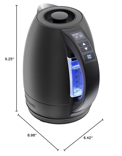 Chefman Electric Tea Kettle, 1.8 Liter Hot Water Electric Kettle Temperature Control Water Boiler with 5 Presets, Tri-Colored LED Lights, Keep Warm, Automatic Shutoff, Black - color: Black, style: Stainless Steel