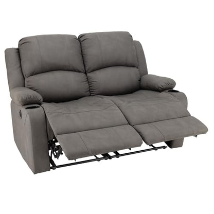Camper Comfort 58" Wall Hugger Reclining Theater Seats | Double Recliner Sofa | RV Couch | Theater Seating | Furniture (Powered, Slate) - color: Slate, style: Powered