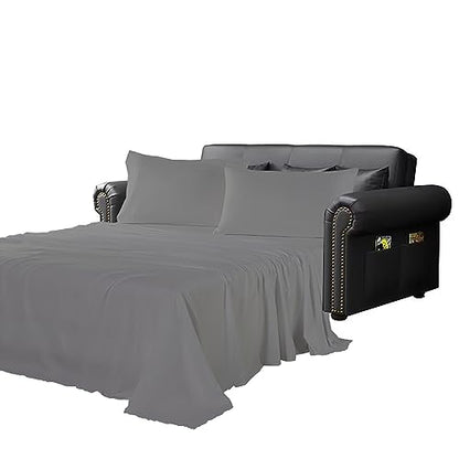Kingnex Sofa Bed Sheets Queen for Sleeper Sofa Bed with 4-6 Deep Pocket Soft Double Brushed 1800 Microfiber 4 Piece Bedding Set (60"x74"x6") Grey - color: Grey, size: Sleeper Sofa Queen