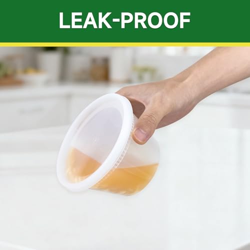 Dealusy 50 Set 16 oz Deli Containers with Lids, Leak-Proof BPA Free Plastic Take Out Bowls, Food Storage Containers for Takeout Meal Prep Storage, Freezer, Microwave & Dishwasher Safe - size: 16 oz