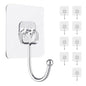 10 PCS Adhesive Wall Hooks 33lb(Max) Reusable Anti-Skid Traceless Hooks Heavy Duty 180 Degree Rotating,Waterproof and Oilproof, Bathroom Kitchen Heavy Duty Self Adhesive - color: Transparent 10PCS