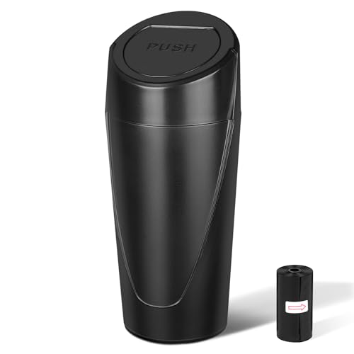 Car Trash Can, Leakproof Mini Car Garbage Can Cup Holder with Lid | Car Door Trash Bin with 20 Trash Bags, Vehicle Front Back Seat Organizers and Storage for Car, Home, Office, Black - color: Black