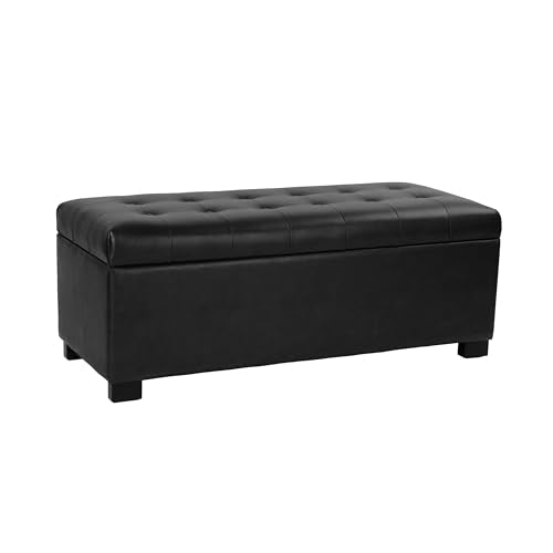 HomePop 46" Tufted Storage Bench - Classic Black - color: Classic Black
