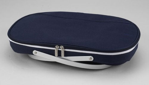 Picnic at Ascot Patented Insulated Folding Picnic Basket Cooler- Designed & Quality Approved in the USA - color: Navy/White