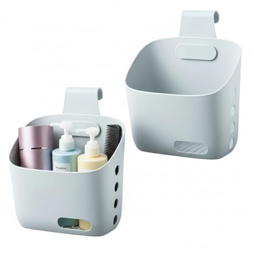 LeleCAT Plastic Hanging Basket Kitchen Storage organizer, Basket with Detachable hook, Hang it behind a door or on a railing, Over the Cabinet Door (Grey, Large-2 Pack) - color: Grey, size: Large-2 Pack