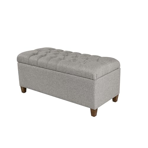 HomePop Ainsley 40" Storage Ottoman Bench - Gray Fabric - color: Gray Fabric