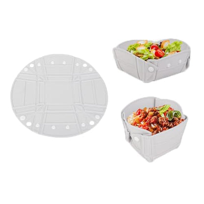 Camping Bowl Collapsible Silicone Bowl Portable Camping Tableware Folding Picnic Bowl for Travel Camping Fridge Food Storage - color: Light Gray