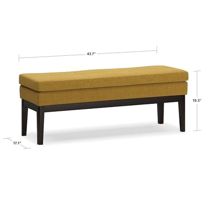 SIMPLIHOME Carlson Ottoman Bench - 45 inch Wide Upholstered Vegan Leather Rectangle Ottoman in Marigold, Mid Century Modern Bench for Bedroom, Entryway or Living Room with Padded Seat - color: Marigold, style: Ottoman Bench