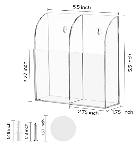 HBlife Acrylic Remote Control Holder Organizer, Clear Wall Mount Caddy for TV, Bedside - 2 Compartments - style: 2 Compartment