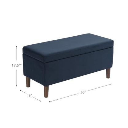 HomePop Malmo 36" Storage Bench - Blue Velvet - color: Blue Velvet