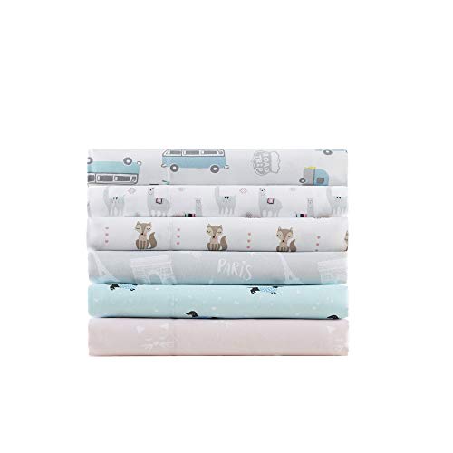 Intelligent Design Microfiber Cozy Bed Sheet Set, Modern All Season Bedding & Pillowcases, Premium 14" Elastic Pocket Fits up to 16" Mattress, Twin Aqua Dogs 3 Piece - color: Aqua Dogs, size: Twin