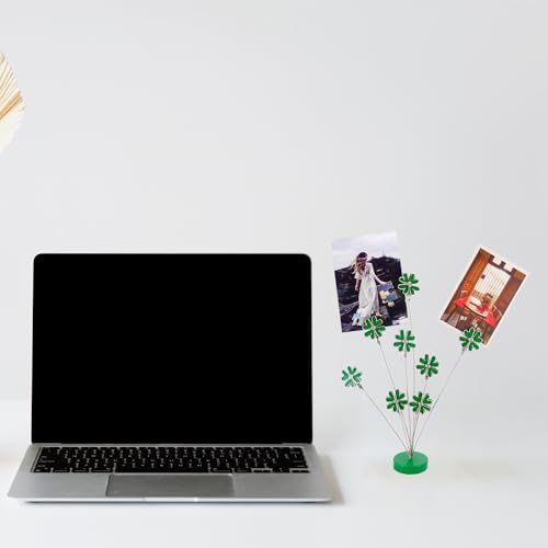 8-Branch Family Tree Picture Frame Holder, Card Photo Clips Holder Desk Stand for Memo Paper Note Photo Christmas Wedding Card Display (Green Clover) - style: Clover