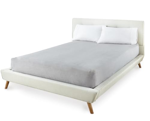 Eazy Sheetz® Flatz: Hybrid Top Sheet - Elastic Fitted Bottom Corners with Classic, Flat Top Corners (This is NOT A Zipper Sheet!) (Gray) Crisp Cotton - Queen Flat - Standard or Short - FLQG - color: Gray (Crisp Cotton), size: Queen Flat - Standard or Shor