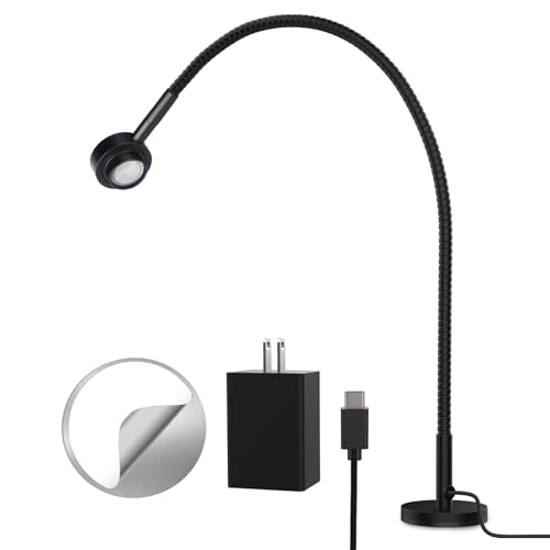 Magnetic Reading Light,Flexible Book Light,Bendable Spotlight Desk Lamp,Head Switch 3 Colors Dimmable LED for Bedside Bed Frame, All Metal CRI95+ Power By USB C, Adapter Included - color: Magnetic Base
