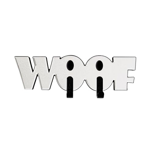 Noble Heritage WOOF Leash & Key Holder – Dual Hook Wall Mount for Dog Leashes, Collars & Keys | Recycled HDPE | Indoor/Outdoor Use | Pet Storage Sign | Made in USA | White Black White - color: White/Black/White