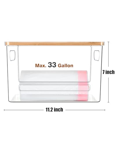 Trash Bag Holder, Acrylic Garbage Bag Dispenser with Bamboo Top, Extra Large Trash Bags Dispenser Under Sink for Kitchen, Pantry, Laundry Room, Cabinet Organizer and Storage (1 PACK) - size: XL-1 Pack