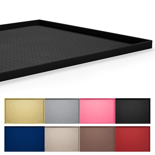 Hubulk Dog Feeding Mat,100% Waterproof Food Grade Silicone Pet Food and Water Bowl Placemat,Dishwasher, High Raised Edge to Prevent Spills,Nonslip Tray to Stop Messes on Floor (24"x16"x0.5", Black) - color: Black, size: 24"l X 16"w