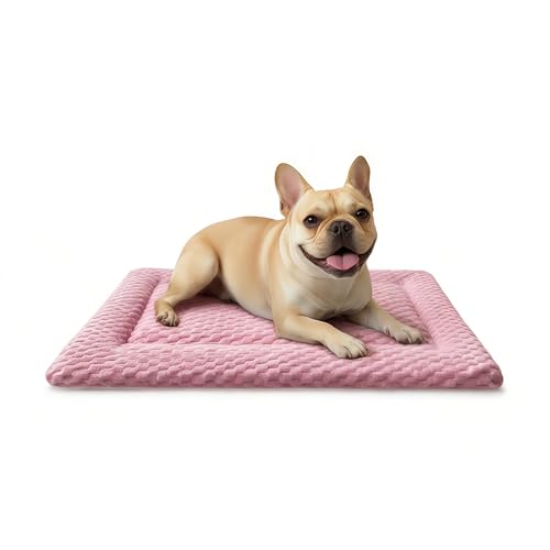 Dog Bed Mat, Dual-Sided Dog Crate Bed Mat - Ultra Soft & Machine Washable Kennel Pad for Small Dogs, All-Season Comfort Pet Bed for Crates, Travel, and Home, Pink, 24 x 16 Inch - color: Pink, size: Small 24 x 16 x 1.5 in