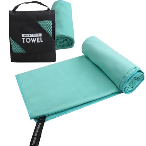 Microfiber Travel Towel, 16x32 Quick Dry Towel, Super Absorbent Camping Towels Lightweight, Beach Towels, Compact Sports Gym Fitness Towels for Sports, Shower, Backpacking, Bath (Lake Blue) - color: Lake Blue, size: 16" x 32"