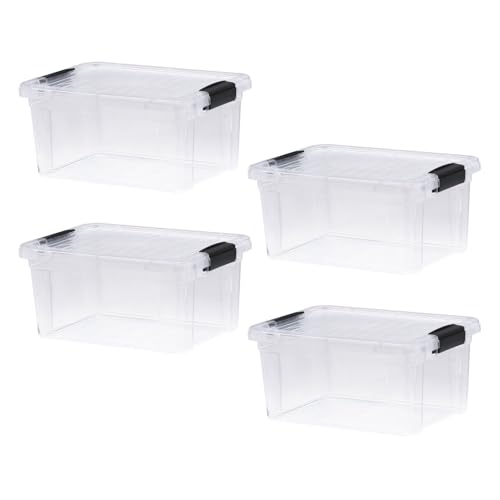 Superio Storage Bins with Lids- 4 Pack, 6.6 Qt Clear Boxes for Organizing, Stackable Plastic Containers- BPA Free, Non-Toxic, Odor Free, Organizer for Home, Office, Dorm - size: 6.6 Qt, style: 4 Pack