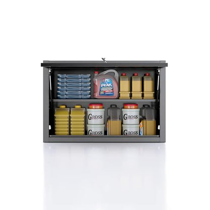 JZD Metal Wall Cabinet with Removable Shelf, Lockable Hanging Cabinet with Up Flip Door, for Kitchen Warehouse Utility Room Garage - size: L-01