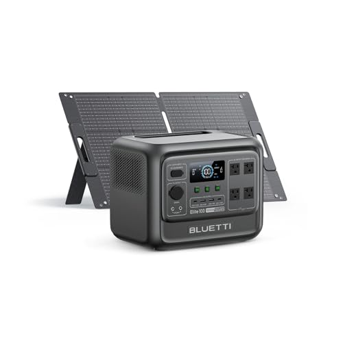 BLUETTI Elite 100 V2 Solar Generator with 100W Solar Panel (Ships Separately), 1024Wh Portable Power Station w/ 4 1800W AC Outlets, 35% Smaller, Ideal for Camping, Emergencies, Backup Power - style: Bluetti Elite 100 V2+100W Solar panel