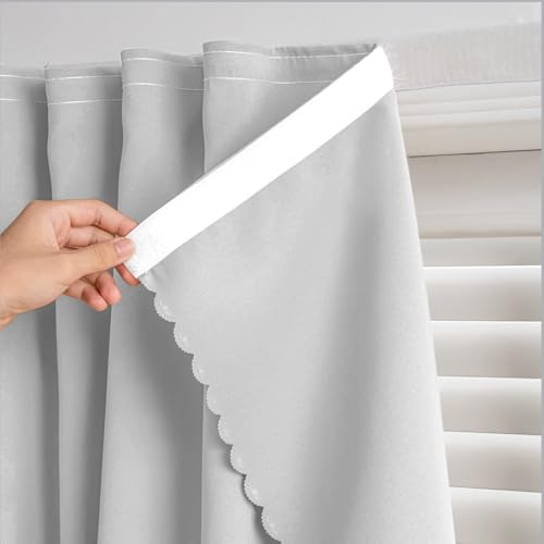 Self Adhesive Curtains - No Drilling, No Rod, Easy to Install Blackout Curtains for Window Blinds,Bedroom(Light Grey 35 * 59in-1P) - color: Light Grey, size: 35"W x 59"L (Pack of 1)